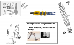 Hauptständer, Schloßsatz, Stoßdämpfer