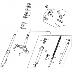 Vordergabel, Lenkkopflager, Bremssattel