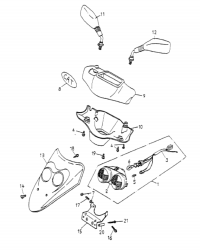 Spiegel, Lenkerverkleidung, Scheinwerfer