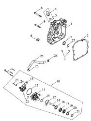 WATER PUMP, RIGHT ENGINE COVER