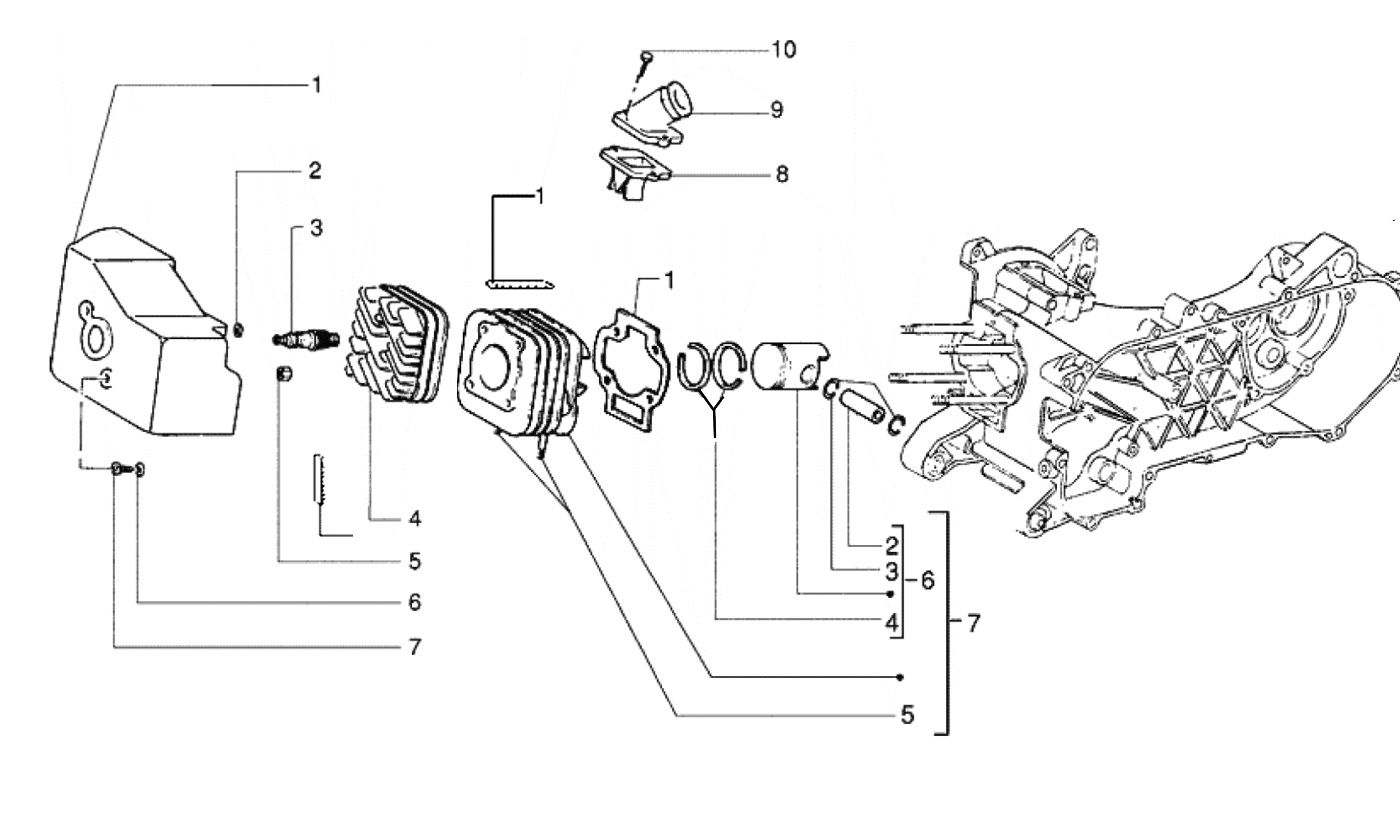 Motorgehäusedeckel li., Baugruppen Motor 125cc