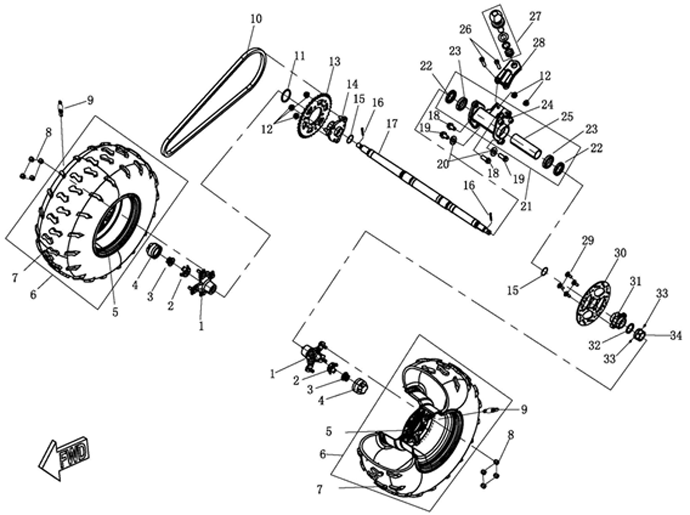 Räder hinten, Achse hinten