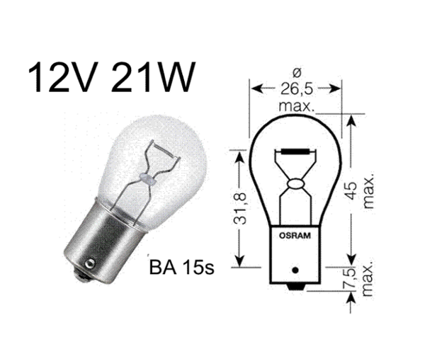 Birne 12V 21W BA15S-ALG-OS7506