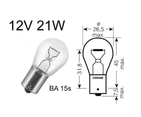 Birne 12V/21 5W, Sockel: BAY15d klar Glaskörper Ø=18,5mm