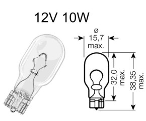 Birne 12V 10W Glassockel