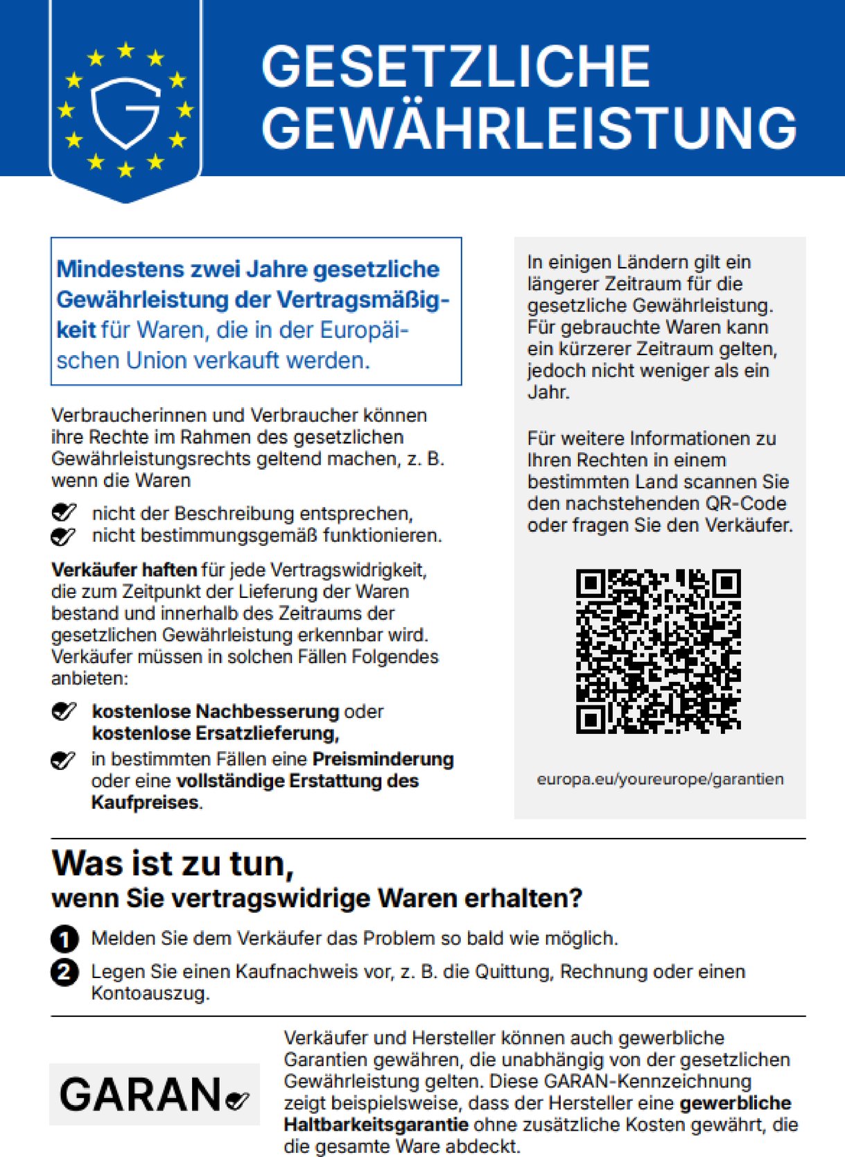 EU-Gewährleistungslabel